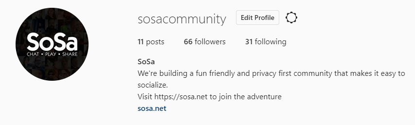follow us on instagram @sosacommunity
