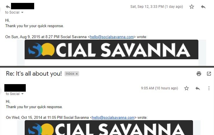 Someone responding to all my e-mails from 2014 and 2015...
